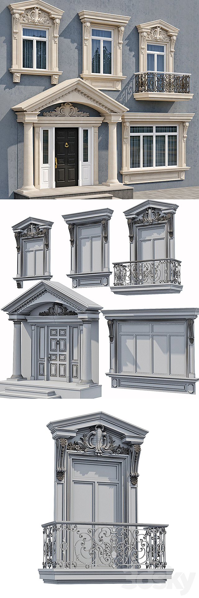 Windows and doors in the style of modern classics 5 3DSMax File - thumbnail 3