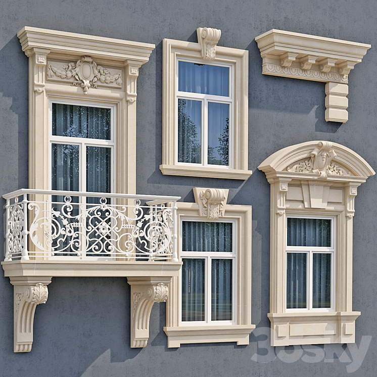 Windows in the style of modern classic 6 3DS Max - thumbnail 2