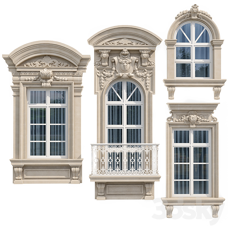 Windows in the style of modern classic 8 3DS Max - thumbnail 1