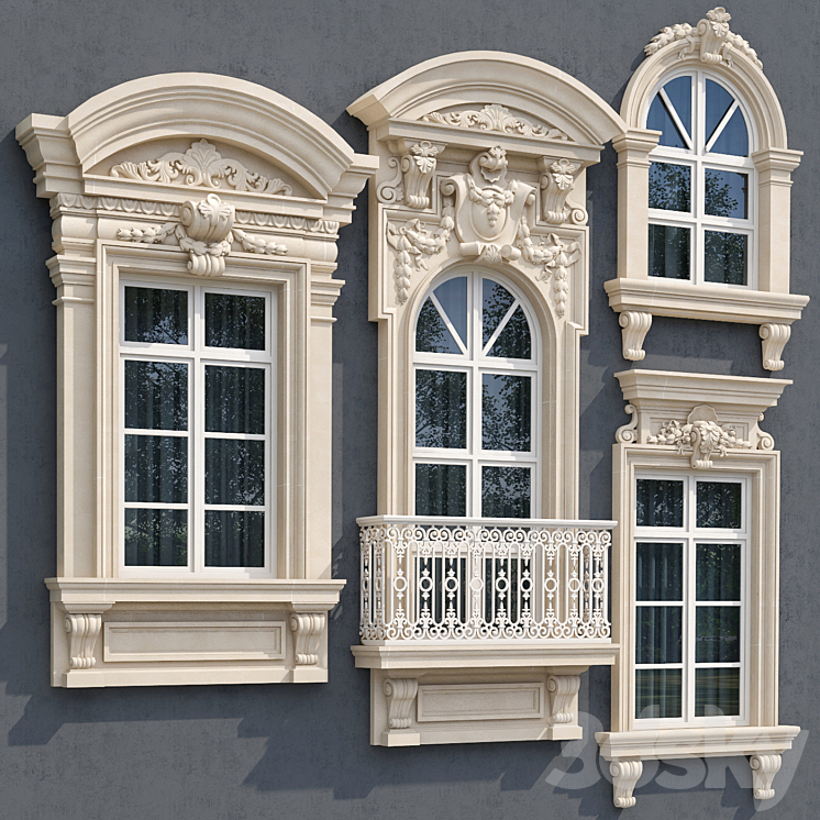 Windows in the style of modern classic 8 3DS Max - thumbnail 2