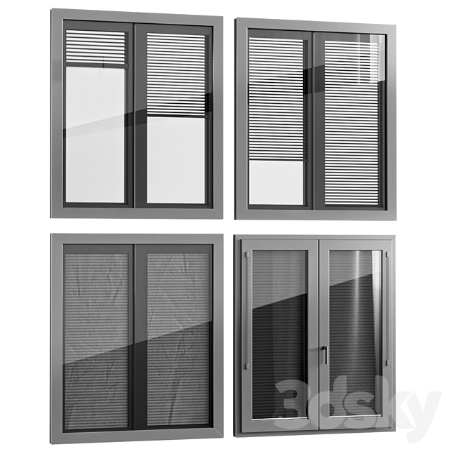 Windows with built-in blinds Finstral 3DS Max Model - thumbnail 2