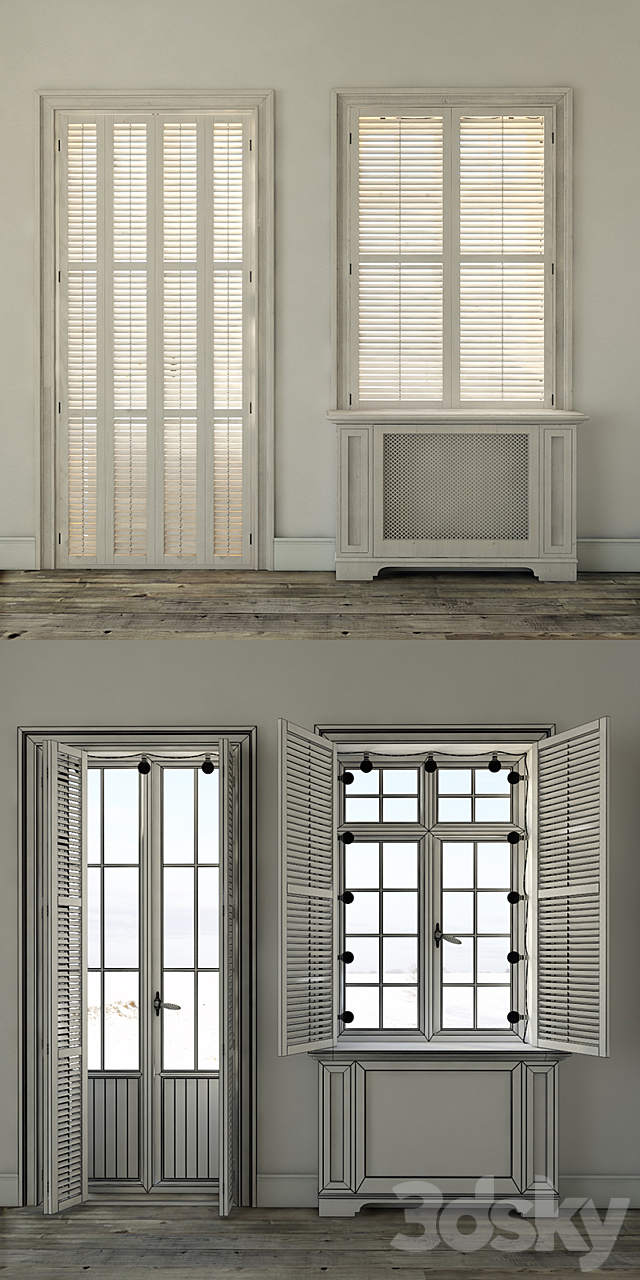 Windows with shutters and backlighting 3DS Max Model - thumbnail 3