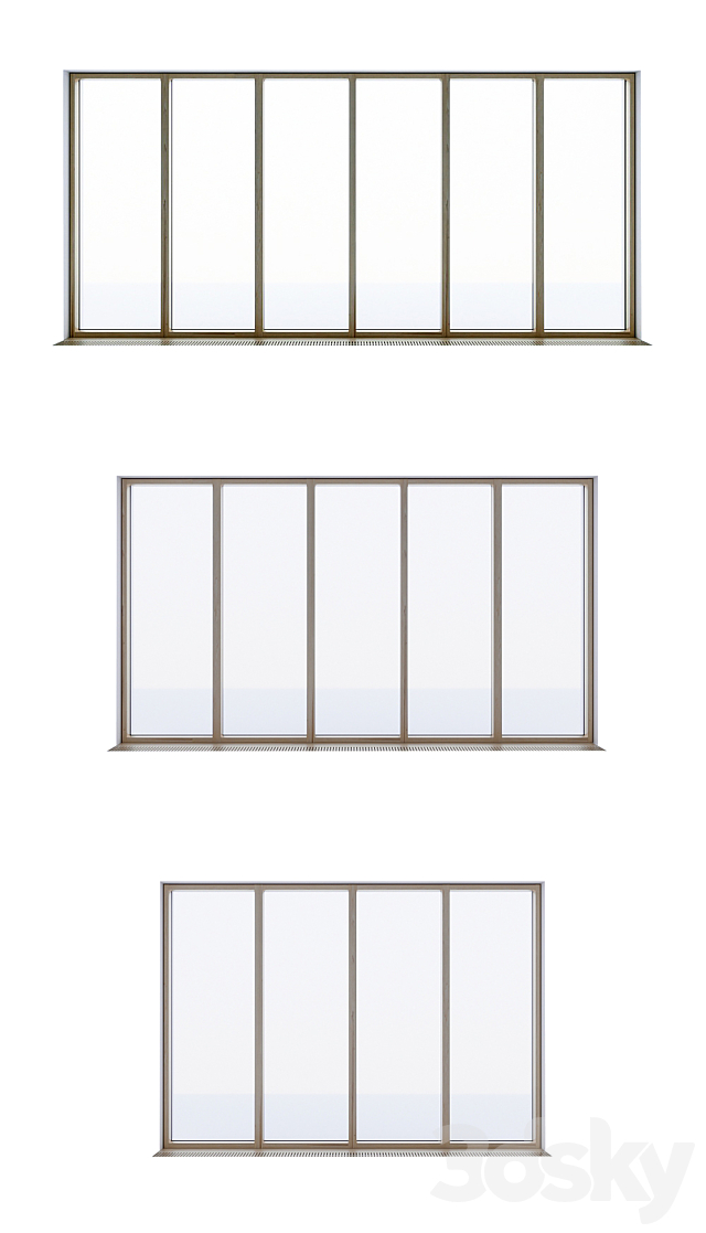 Wood-aluminum stained-glass windows 3DSMax File - thumbnail 3