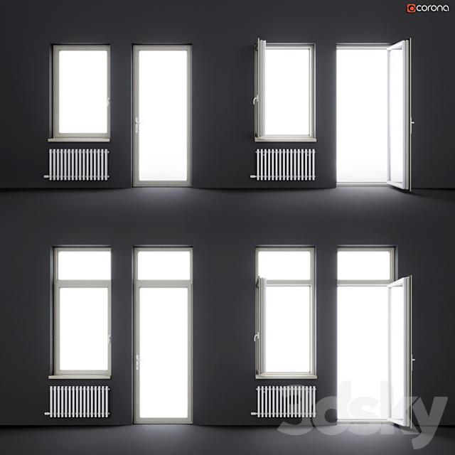 Wood-aluminum windows 3ds Max - thumbnail 1