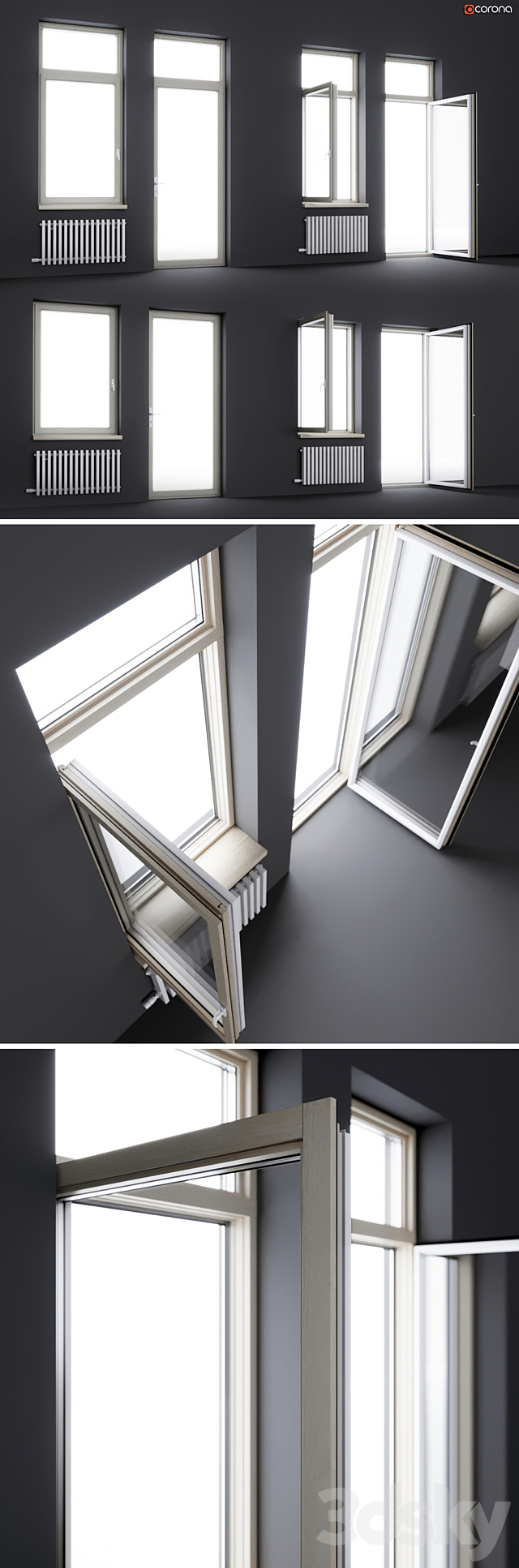 Wood-aluminum windows 3ds Max - thumbnail 2