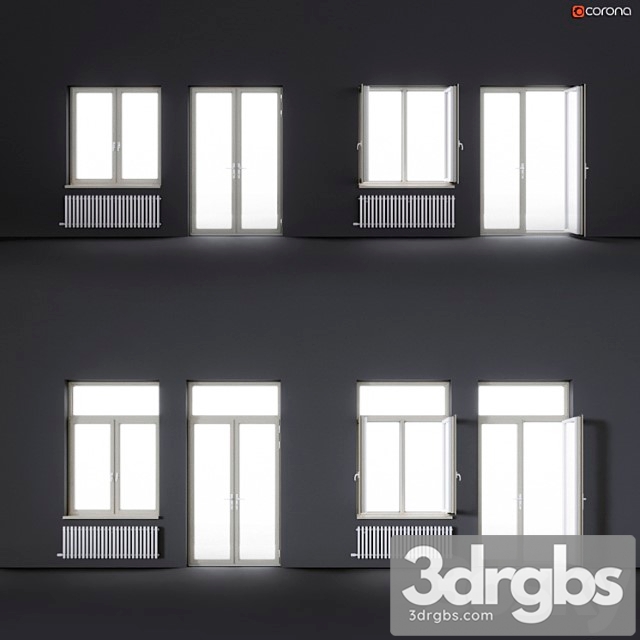 Wood-aluminum windows 3dsmax Download - thumbnail 1