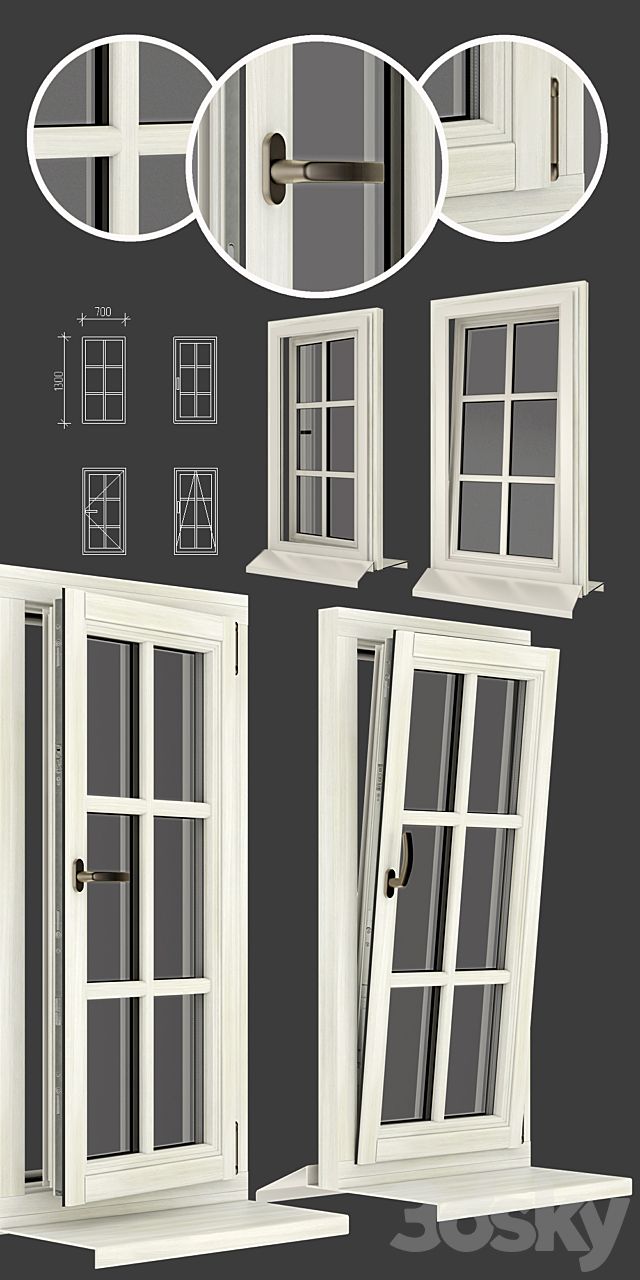 Wood – aluminum windows view 05 part 01 set 01 3ds Max - thumbnail 2