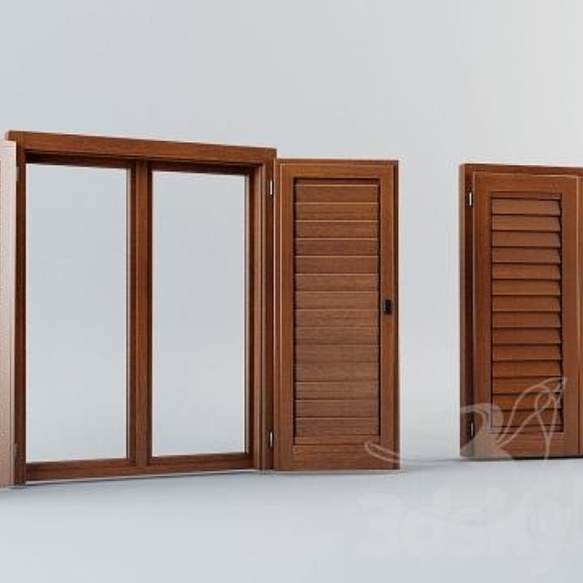 Wood window&shutters 3DS Max Model - thumbnail 1