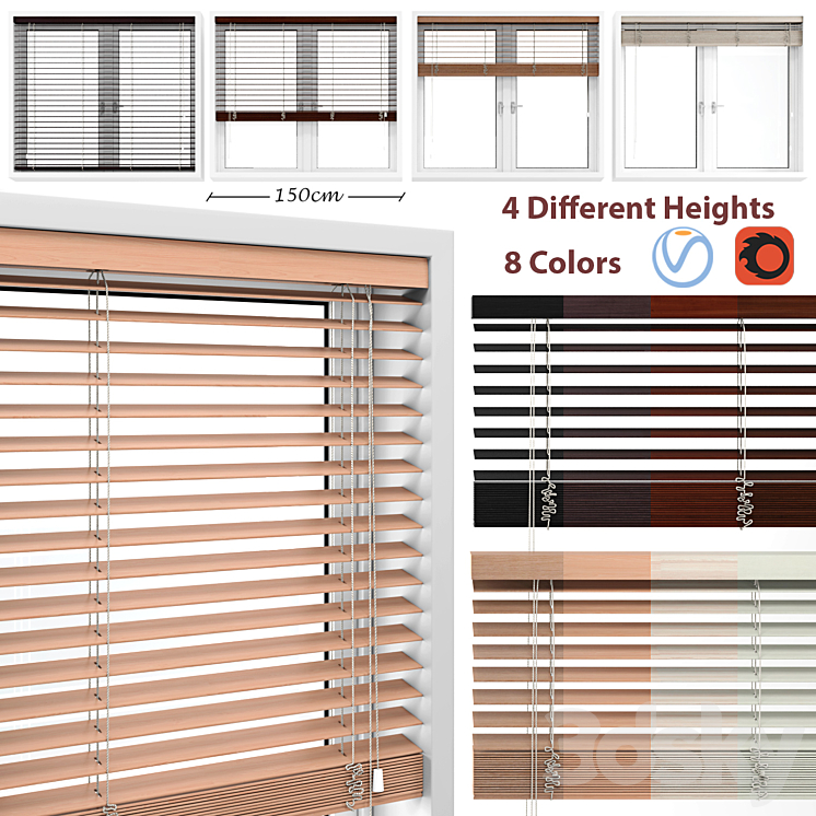 Wooden Blinds And Windows 3DS Max - thumbnail 1