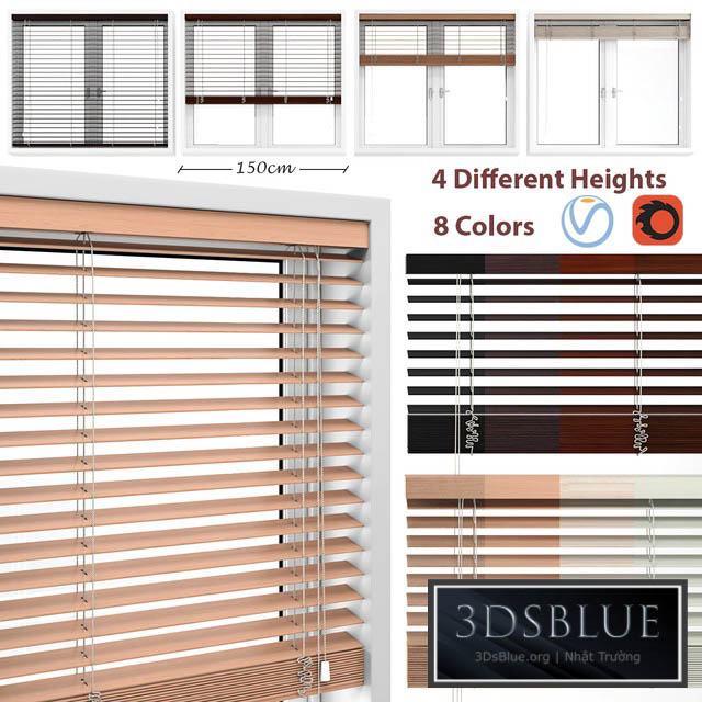 Wooden Blinds And Windows 3DS Max - thumbnail 3