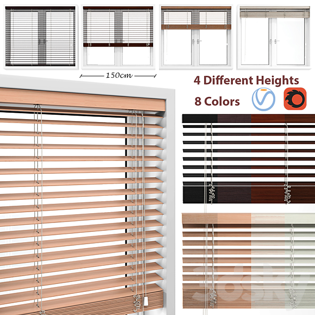 Wooden Blinds And Windows 3DSMax File - thumbnail 1