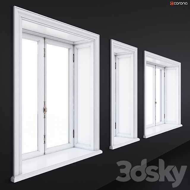 Wooden classical windows 3DS Max Model - thumbnail 3