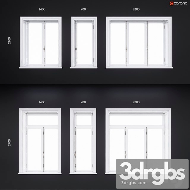 Wooden Classical Windows 3dsmax Download - thumbnail 1