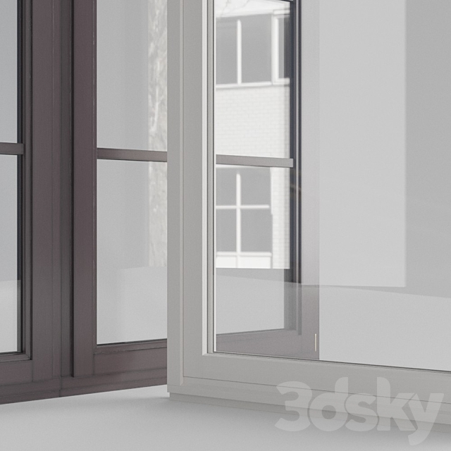 Wooden double-glazed windows 3DS Max Model - thumbnail 3