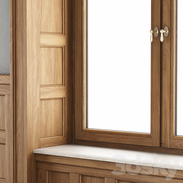 Wooden window 3DS Max Model - thumbnail 3