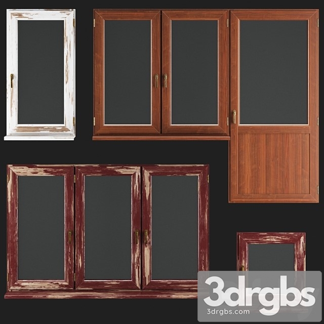 Wooden windows 3dsmax Download - thumbnail 1