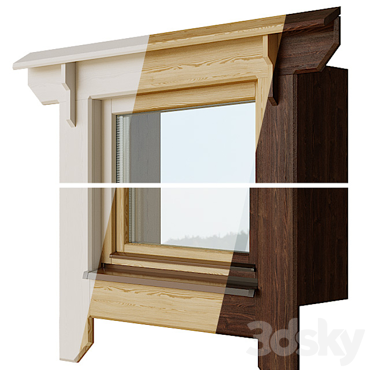 Wooden windows with platbands 1 | Constructor 3DS Max - thumbnail 2