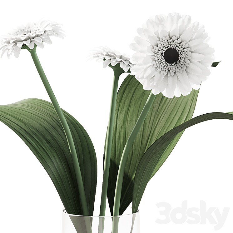 021 Flowers and leaves in vase indoor decor plant 3DS Max Model - thumbnail 2