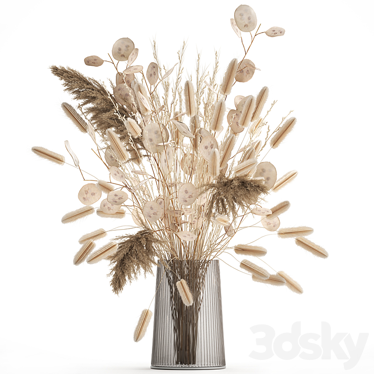 A beautiful bouquet of dried flowers in a vase with dry branches of pampas reeds lunnik. 127. 3DS Max - thumbnail 1