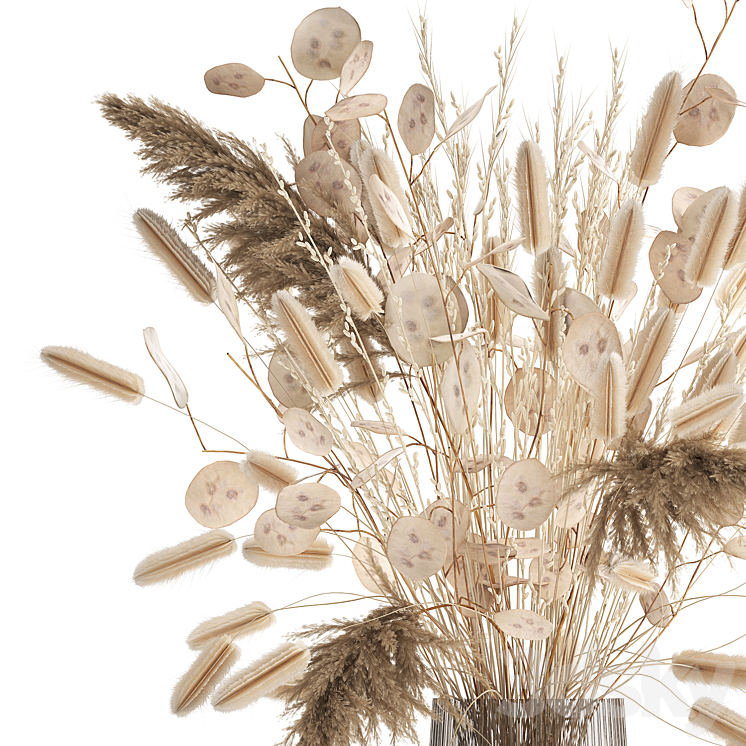 A beautiful bouquet of dried flowers in a vase with dry branches of pampas reeds lunnik. 127. 3DS Max - thumbnail 2