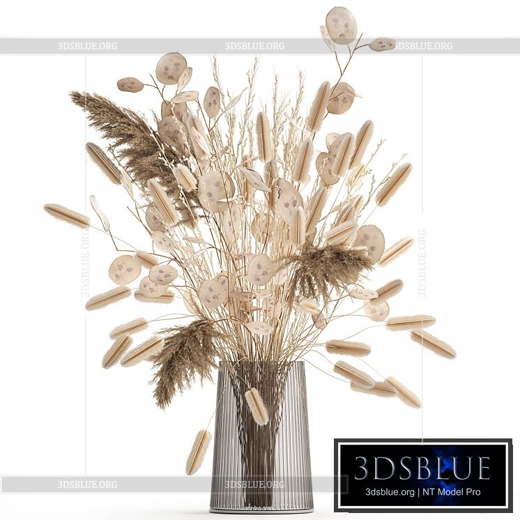 A beautiful bouquet of dried flowers in a vase with dry branches of pampas reeds lunnik. 127. 3DS Max - thumbnail 3