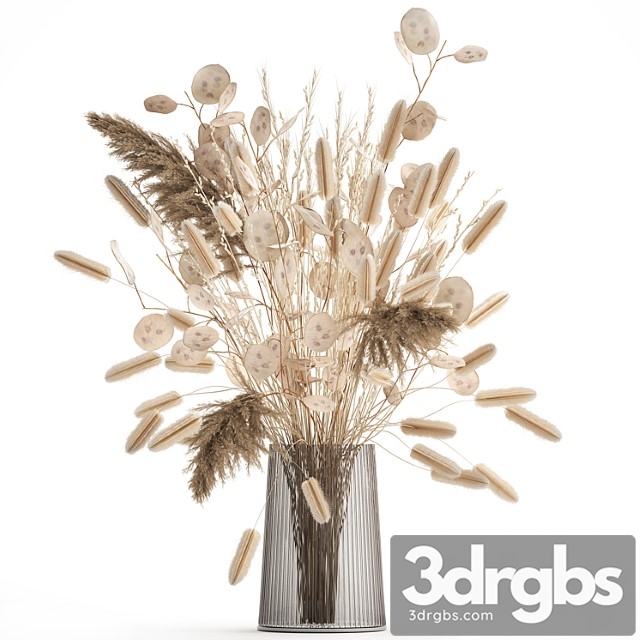 A beautiful bouquet of dried flowers in a vase with dry branches of pampas, reeds, lunnik. 127. - thumbnail 1