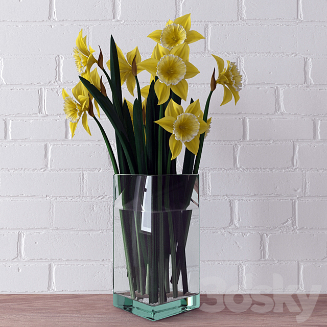 A bouquet of daffodils 3ds Max - thumbnail 2