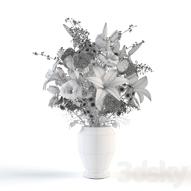 A bouquet of different flowers 3DS Max Model - thumbnail 5