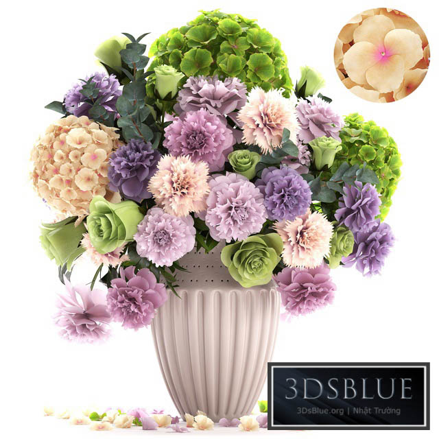 A bouquet of flowers 63. Spring flowers vase decor hydrangea peony eucalyptus carnation rose 3DS Max - thumbnail 3