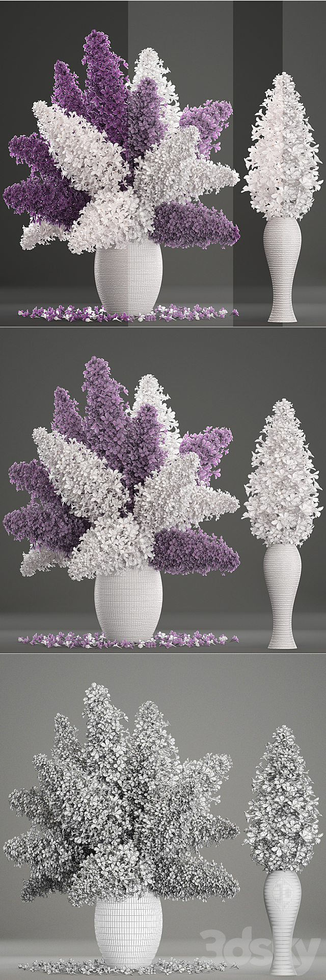 A bouquet of flowers 80. White lilac. vase. decor. table decoration. eco design. natural decor 3DSMax File - thumbnail 3