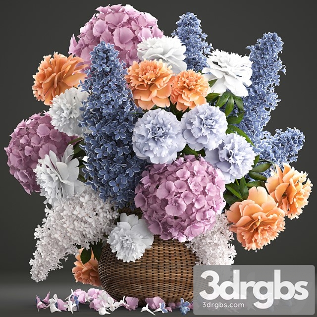 A bouquet of flowers 84. lilac, hydrangea, basket, decor, peonies, eco design, natural decor, table decoration - thumbnail 1