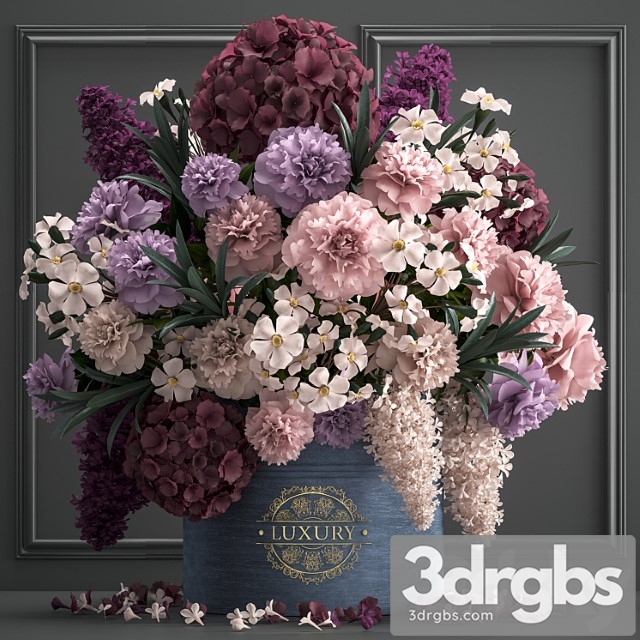 A bouquet of flowers in a gift box 87. hydrangea, vase, peonies, oleander, decor, luxury, flowers, luxury decor, decoration, stylish, stucco, frame - thumbnail 1