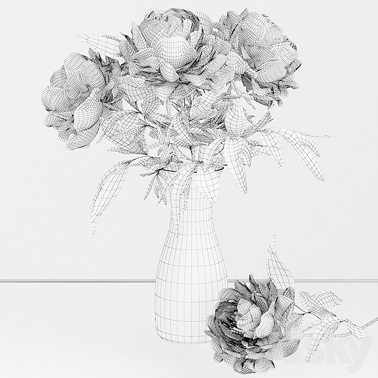 A bouquet of flowers in a vase 16 3DS Max - thumbnail 2