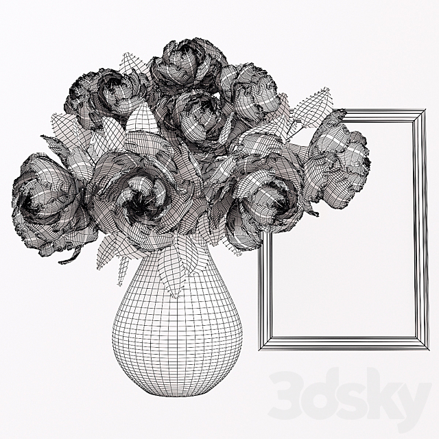 A bouquet of flowers in a vase 3DS Max Model - thumbnail 2