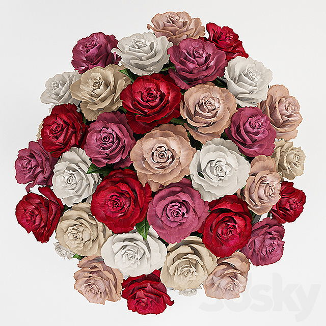 A bouquet of roses in a gift box 3DS Max Model - thumbnail 2