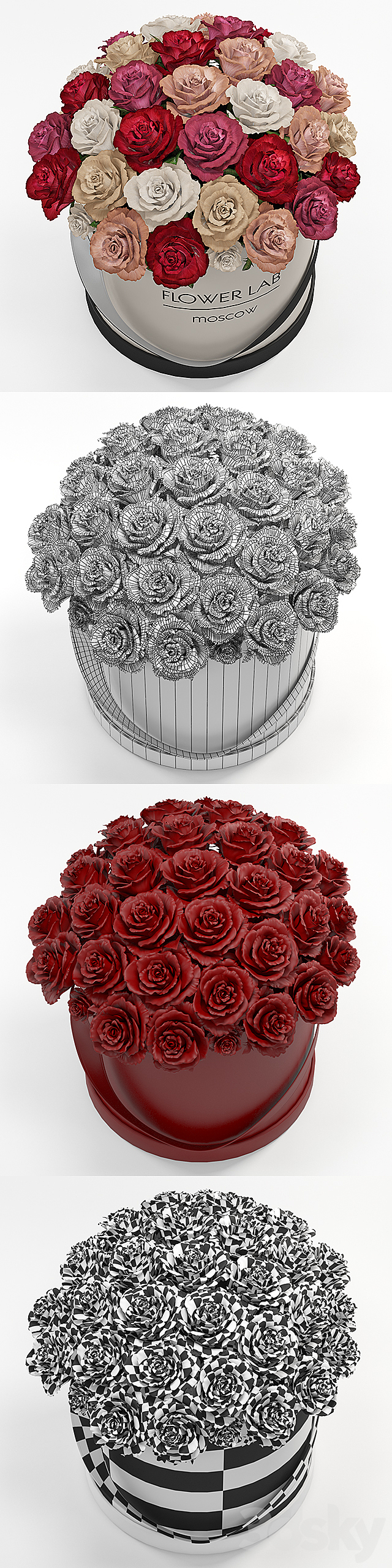 A bouquet of roses in a gift box 3DS Max Model - thumbnail 3