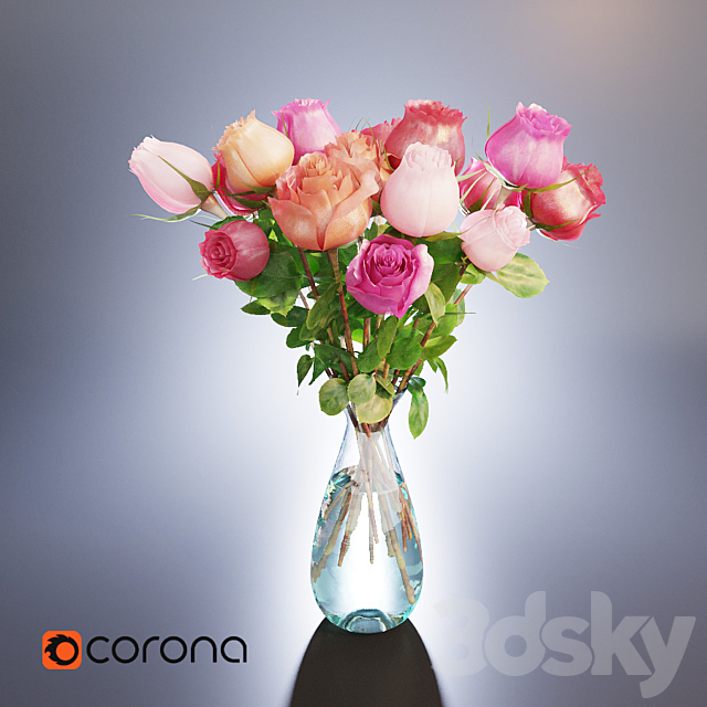 A bouquet of roses in a vase 3DSMax File - thumbnail 1