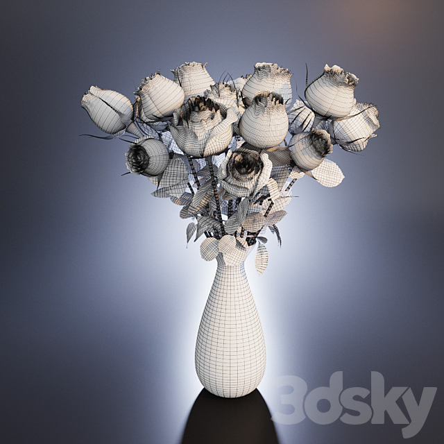 A bouquet of roses in a vase 3DSMax File - thumbnail 2