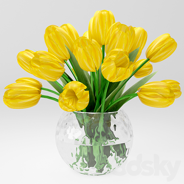 a bouquet of yellow tulips 3DSMax File - thumbnail 1