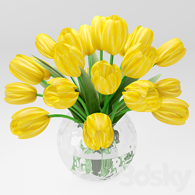 a bouquet of yellow tulips 3DSMax File - thumbnail 2