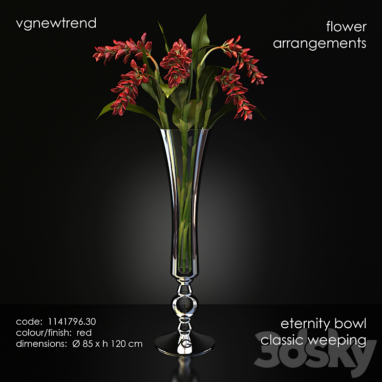 A flower in a vase vgnewtrend flower arrangements eternity bowl classic weeping 3DS Max - thumbnail 1