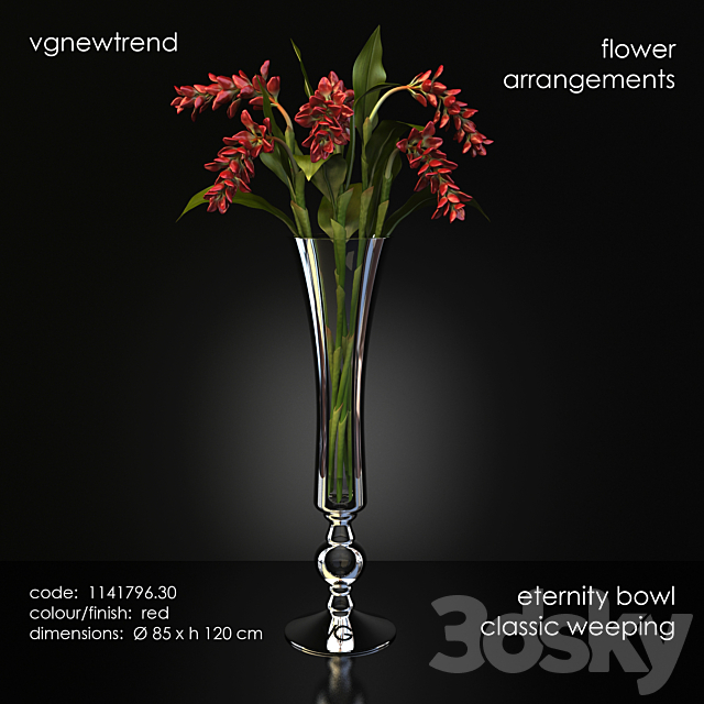 A flower in a vase vgnewtrend flower arrangements eternity bowl classic weeping 3DS Max Model - thumbnail 1