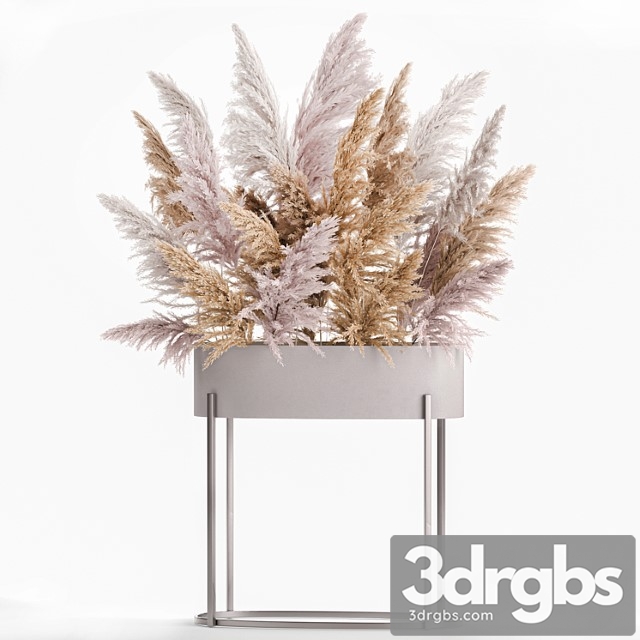 A lush bouquet of dried flowers with pink pampas grass, a vase of cortaderia, branches. 190. - thumbnail 1