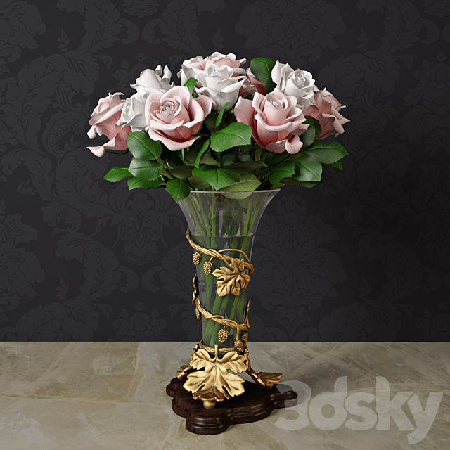 A vase with a bouquet 3ds Max - thumbnail 1