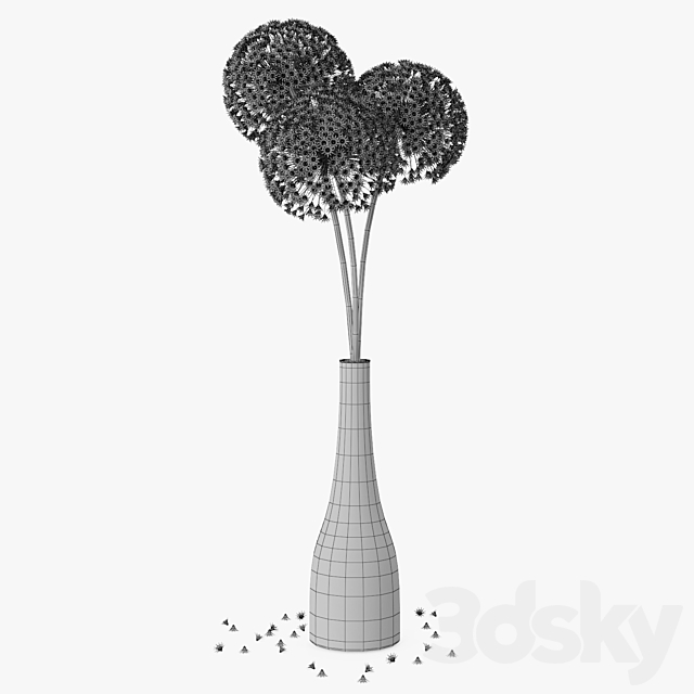 Allium flowers in vase 3DS Max Model - thumbnail 2