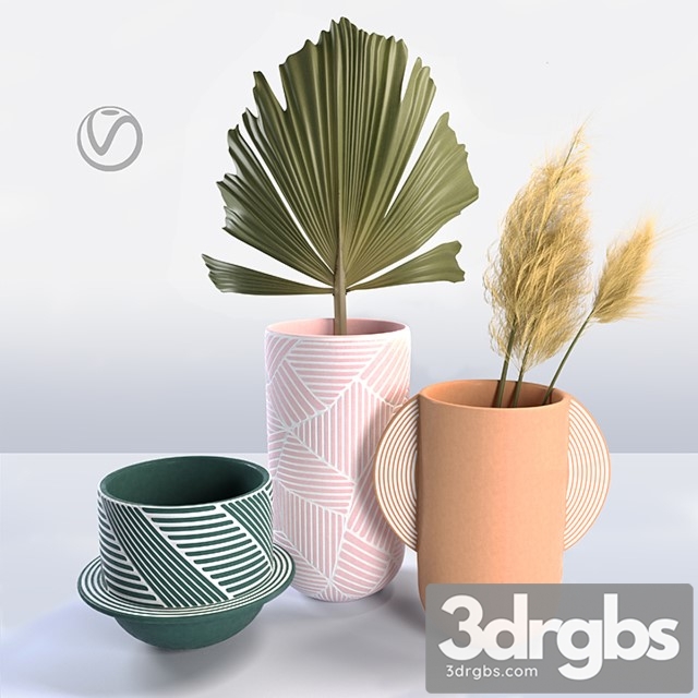 Anthropologie Vase Set 3dsmax Download - thumbnail 1