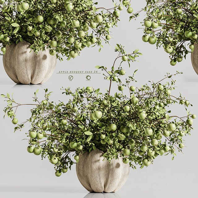 apple plants bouquet vase 34 3DS Max Model - thumbnail 2