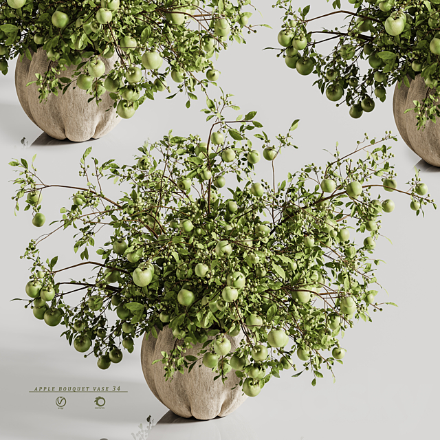 apple plants bouquet vase 34 3DS Max Model - thumbnail 3