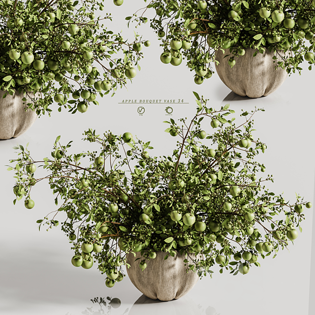 apple plants bouquet vase 34 3DS Max Model - thumbnail 4