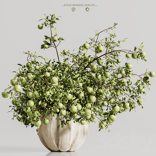 apple plants bouquet vase 34 3DS Max Model - thumbnail 6